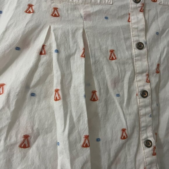 Anthropologie Maeve Womens Light Pink Teepee Embroidered A Line Button Shirt 2 - Picture 6 of 8